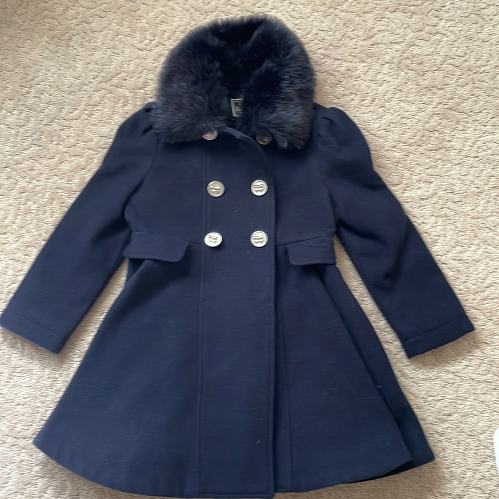 Rothschild navy faux wool princess coat size 5/6
